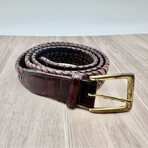Brighton Men’s Classic Woven Braided Dark Brown Leather Belt | Size 34